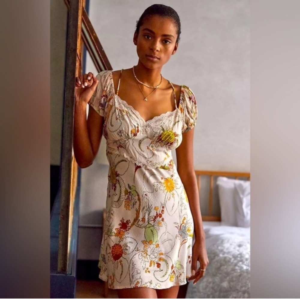 Anthropologie Multicolor Floral Mini Dress - Picture 1 of 9